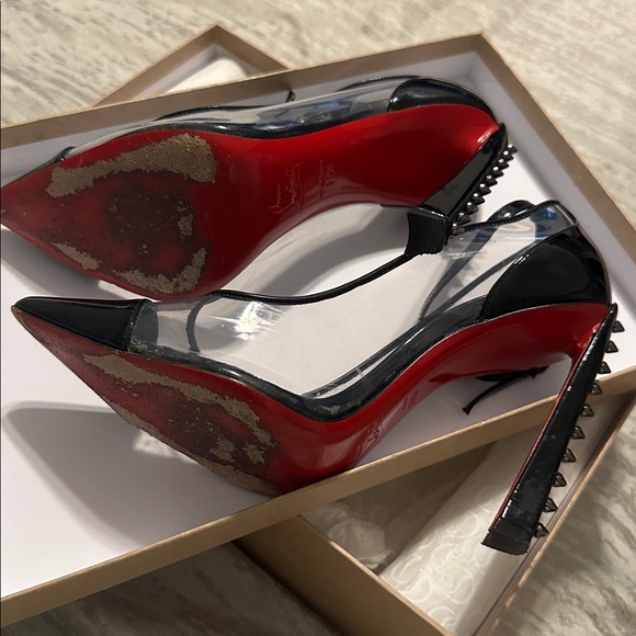 Christian Louboutin Black Patent Heels with Studded Detail - Picture 5 of 9